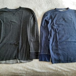 2 Hanes Thermal Waffle Shirts Bundle Black & Blue